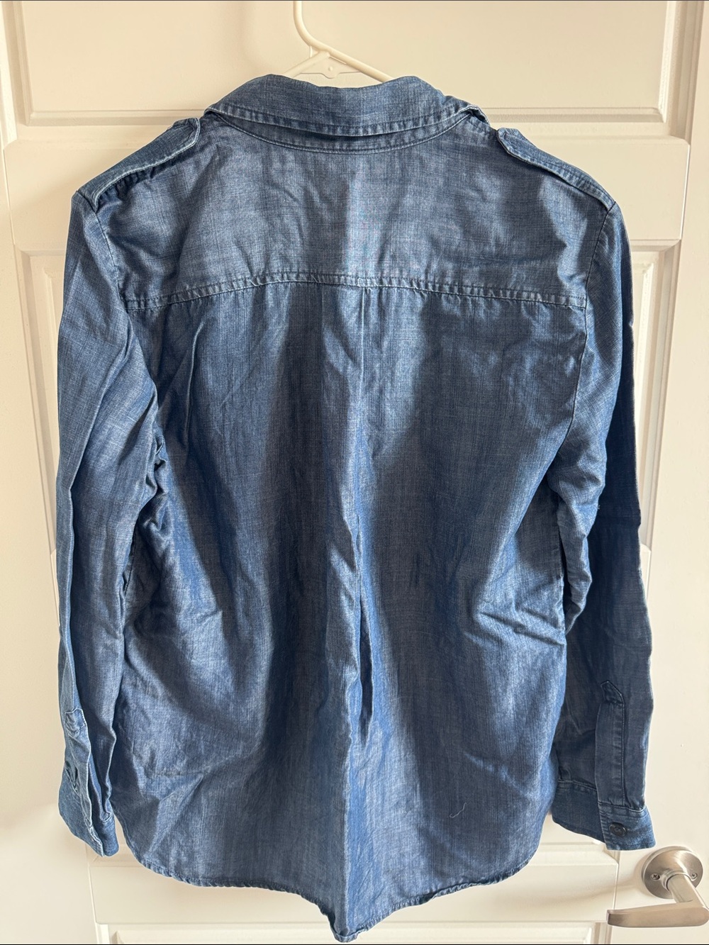 Lord & Taylor Blue Denim Button-Up Shirt - Picture 4 of 5